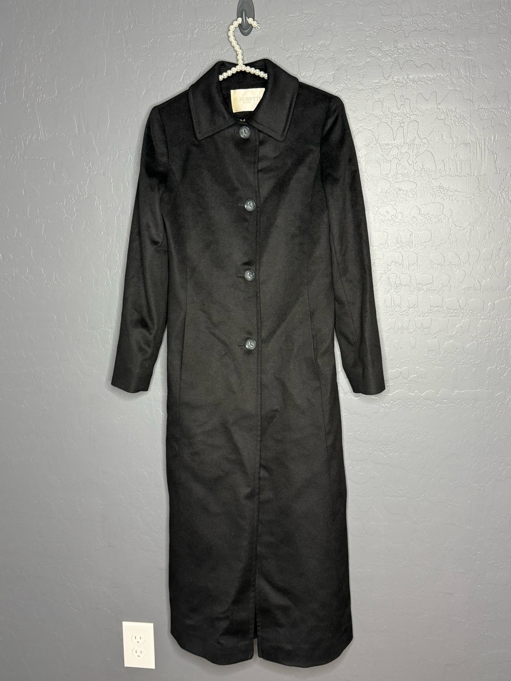 Fleurette Classic Black Long Women's Coat - Timeless Style